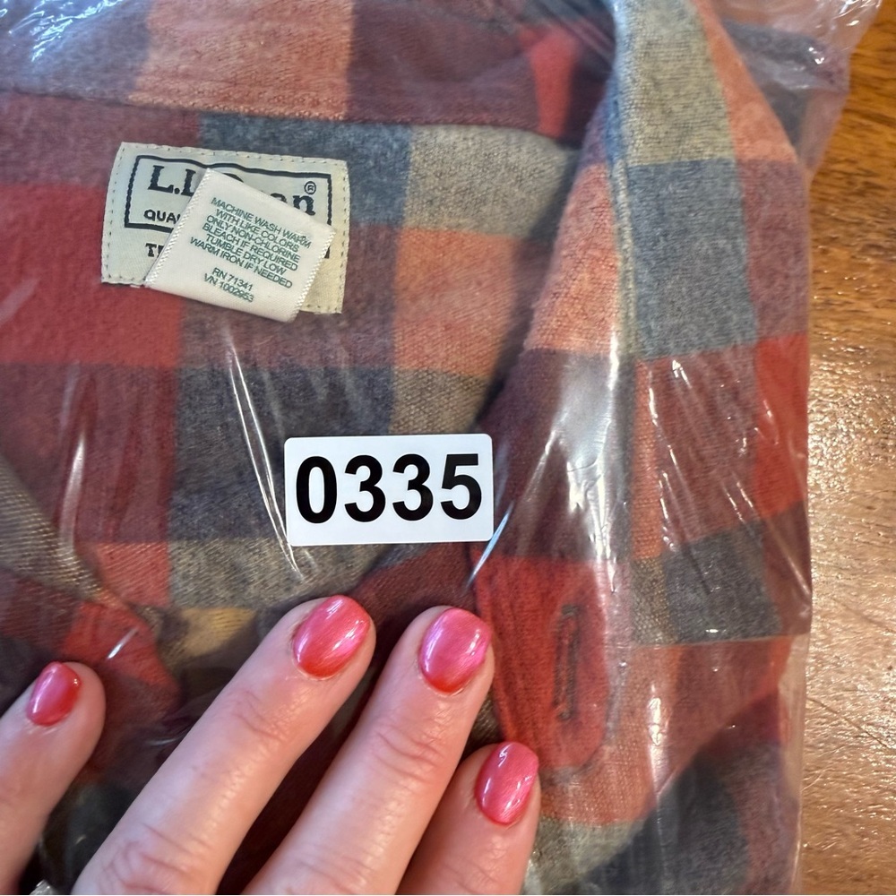 L.L. Bean Men’s Chamois shirt Traditional Fit Flannel Red orange Gray XL tall - Picture 7 of 7